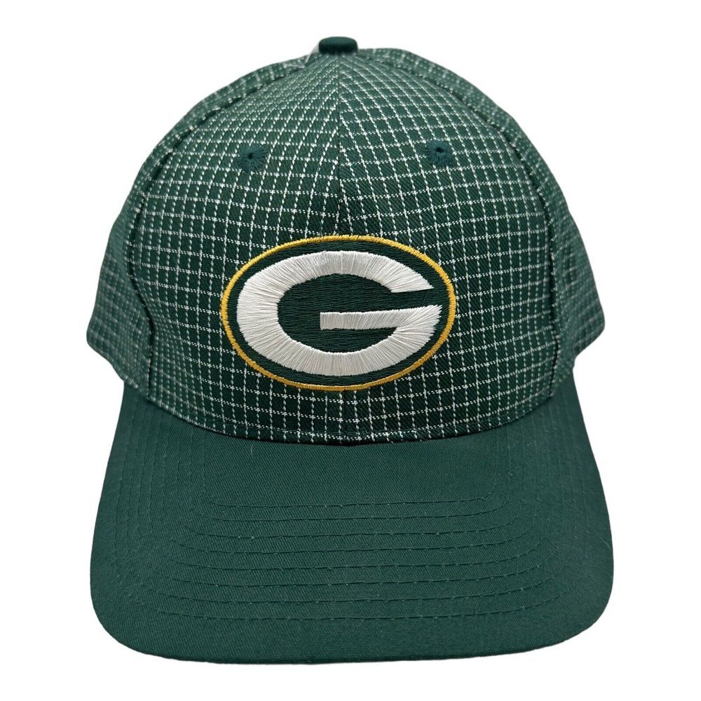 VTG 90s Logo 7 Green Bay Packers NFL Football Grid Embroidered Snapback Hat Cap‎